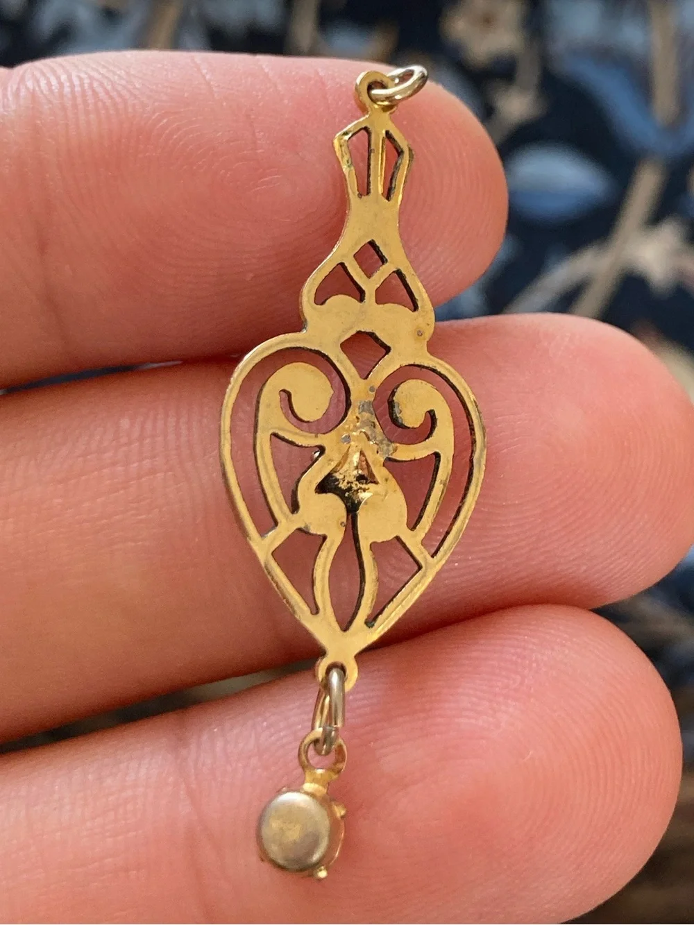 Vintage Victorian Revival Gold-Plated Garnet Glass Stones Lavaliere Pendant